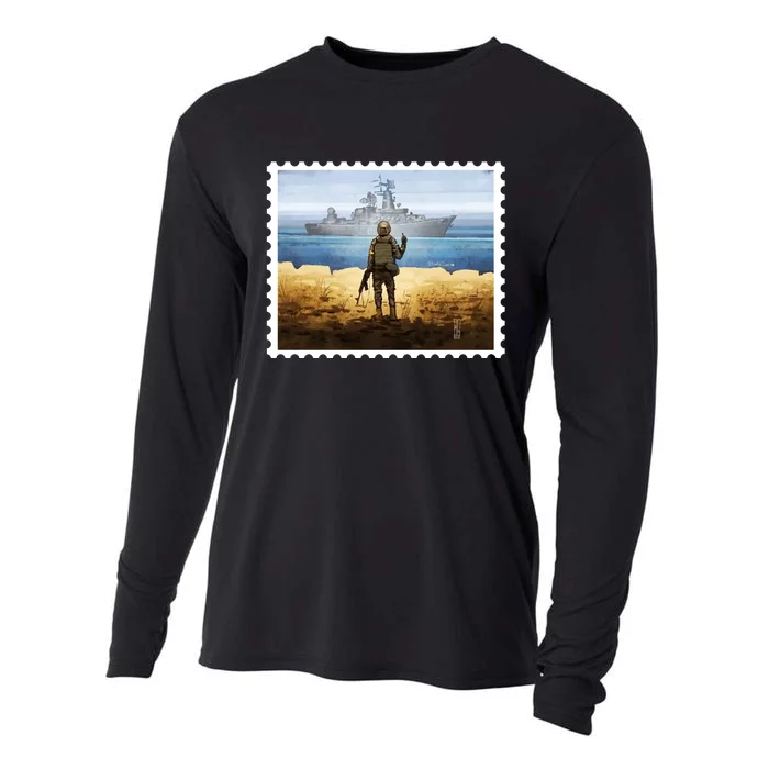 Russian Warship Go F Yourself Ukraine Postage Stamp Ukrainian Pride Cooling Performance Long Sleeve Crew