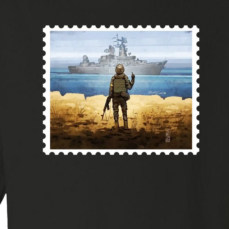 Russian Warship Go F Yourself Ukraine Postage Stamp Ukrainian Pride Toddler Long Sleeve Shirt