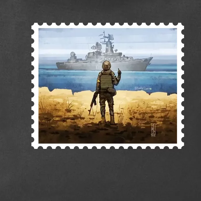 Russian Warship Go F Yourself Ukraine Postage Stamp Ukrainian Pride Zip Tote Bag