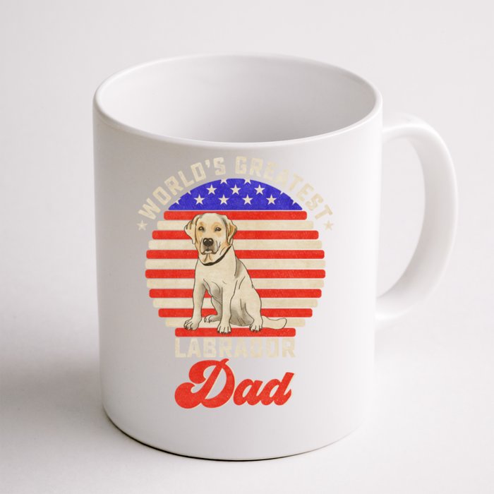 Retro Worlds Greatest Labrador Retriever Dog Dad Lab Sunset Gift Front & Back Coffee Mug