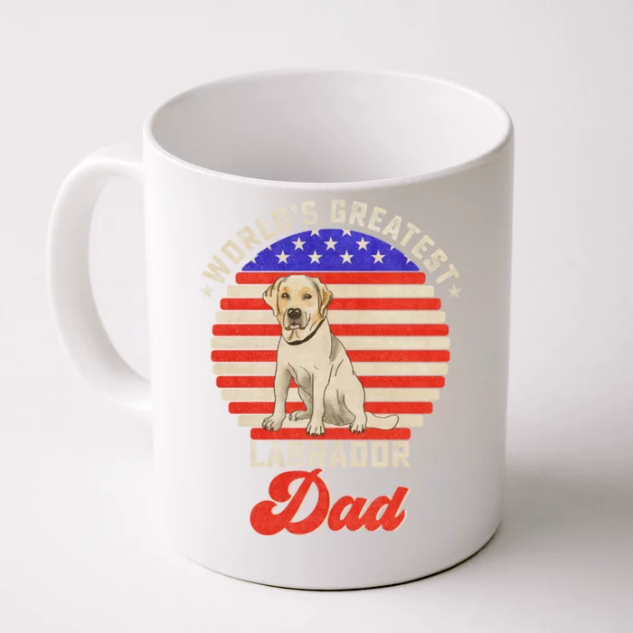 Retro Worlds Greatest Labrador Retriever Dog Dad Lab Sunset Gift Front & Back Coffee Mug