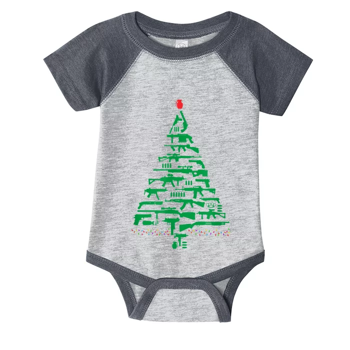 Rifle Weapon Gun Christmas Tree For Weapon Fools & Patriots Infant Baby Jersey Bodysuit