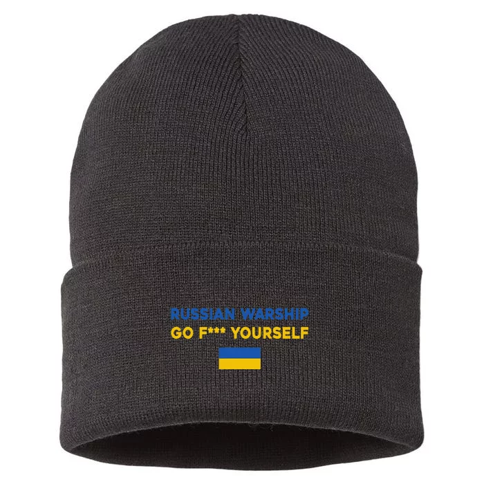 Russian Warship Go F Yourself Sustainable Knit Beanie