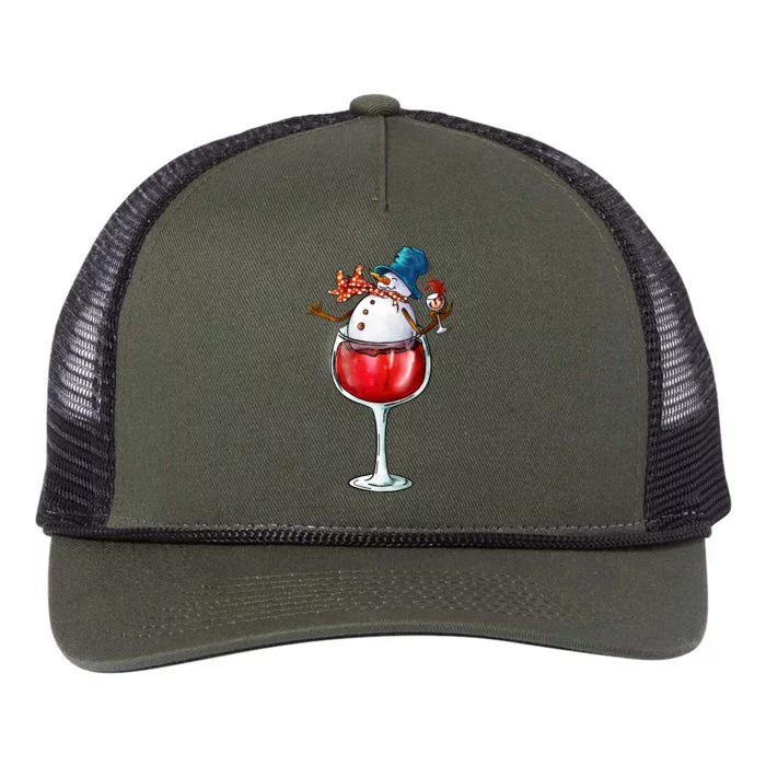 Red Wine Glass Christmas Snow Funny Santa Hat Xmas Funny Gift Retro Rope Trucker Hat Cap