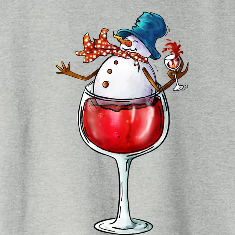 Red Wine Glass Christmas Snow Funny Santa Hat Xmas Funny Gift Women's Crop Top Tee