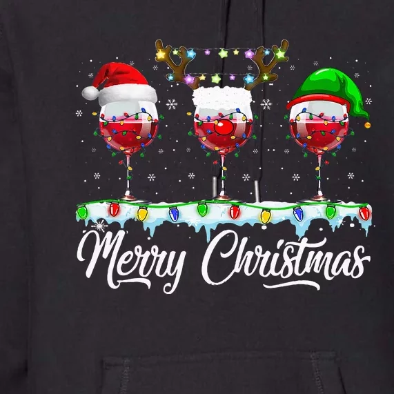 Red Wine Glass Santa Hat Xmas Funny Christmas For Premium Hoodie