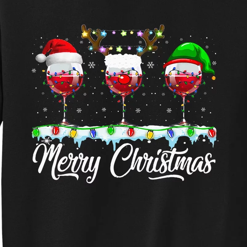 Red Wine Glass Santa Hat Xmas Funny Christmas For Tall Sweatshirt