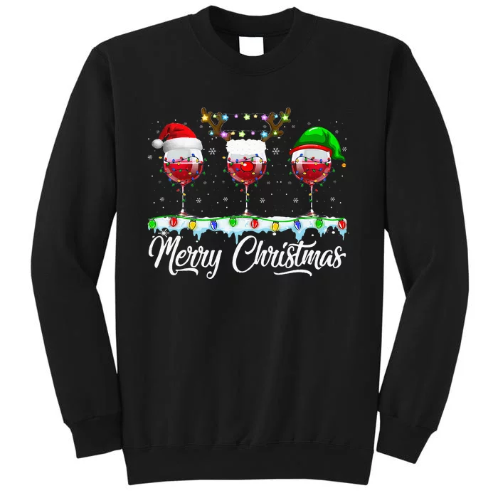 Red Wine Glass Santa Hat Xmas Funny Christmas For Tall Sweatshirt