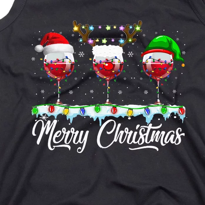 Red Wine Glass Santa Hat Xmas Funny Christmas For Tank Top