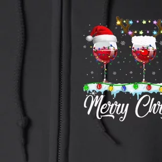 Red Wine Glass Santa Hat Xmas Funny Christmas For Full Zip Hoodie