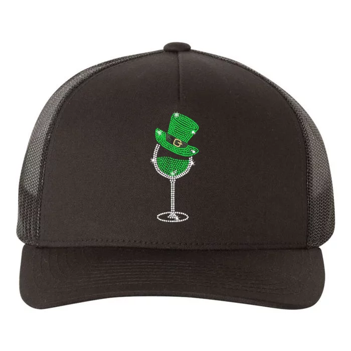 Rhinestone Wine Glasses Drinking St Patricks Day Yupoong Adult 5-Panel Trucker Hat