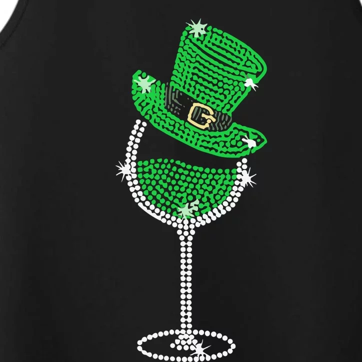 Rhinestone Wine Glasses Drinking St Patricks Day Performance Tank