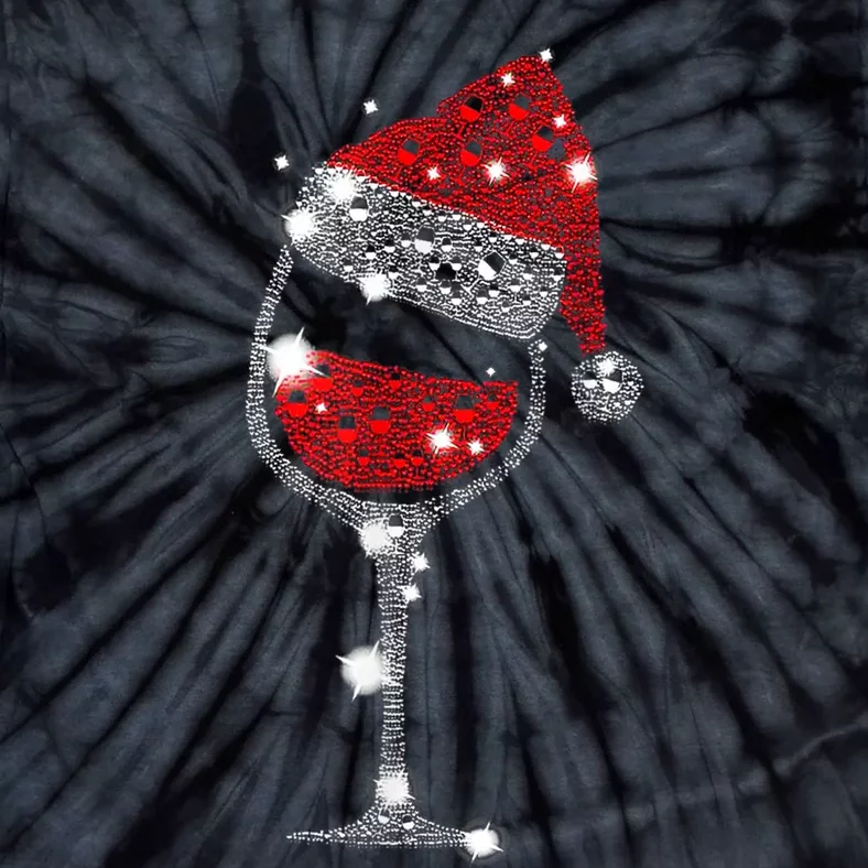 Red Wine Glass Christmas Tee Funny Santa Hat Xmas Gift TShirt Tie-Dye T-Shirt