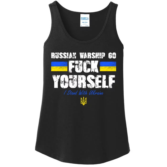 Russian Warship Go F Yourself I Stand With Ukraine Army Strong Ladies Essential Tank