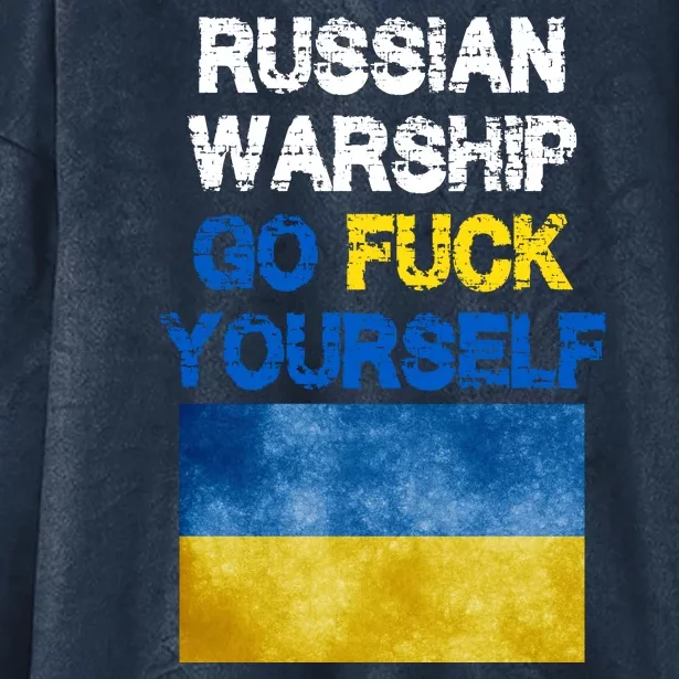 Russian Warship Go Fuck Yourself Hooded Wearable Blanket