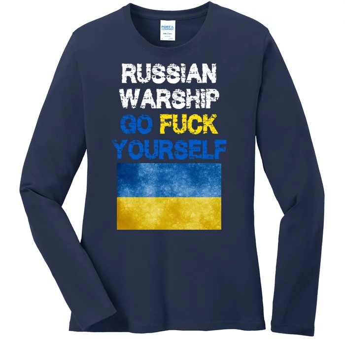 Russian Warship Go Fuck Yourself Ladies Long Sleeve Shirt