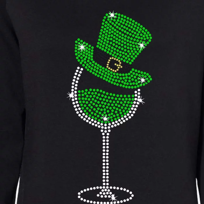 Rhinestone Wine Glasses Drinking St Patricks Day Girl Women Womens California Wash Sweatshirt