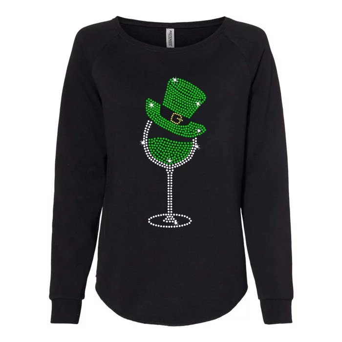 Rhinestone Wine Glasses Drinking St Patricks Day Girl Women Womens California Wash Sweatshirt