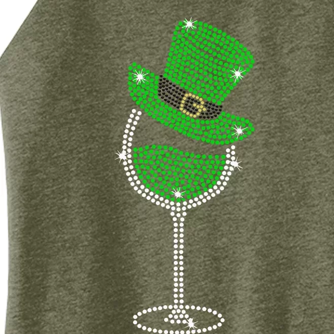 Rhinestone Wine Glasses Drinking St Patricks Day Girl Women Women’s Perfect Tri Rocker Tank