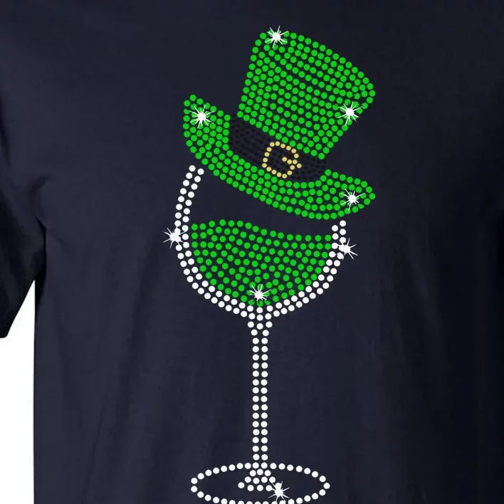 Rhinestone Wine Glasses Drinking St Patricks Day Girl Women Tall T-Shirt