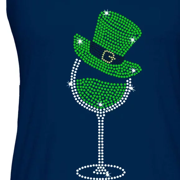 Rhinestone Wine Glasses Drinking St Patricks Day Girl Women Ladies Essential Flowy Tank