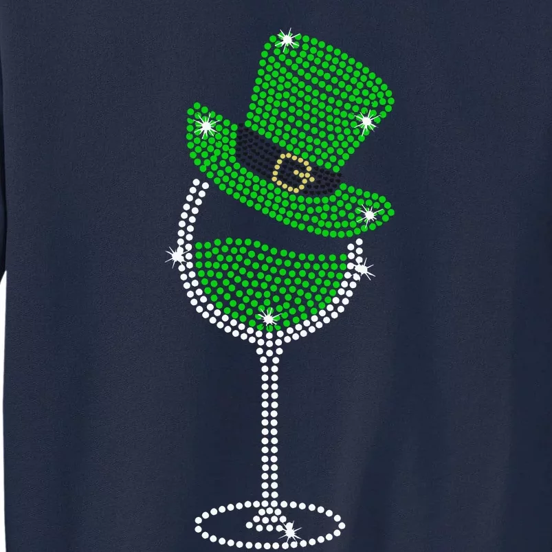 Rhinestone Wine Glasses Drinking St Patricks Day Girl Women Tall Sweatshirt