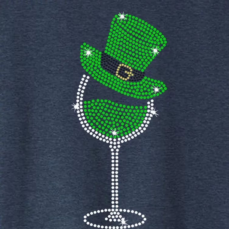 Rhinestone Wine Glasses Drinking St Patricks Day Girl Women Women's Crop Top Tee