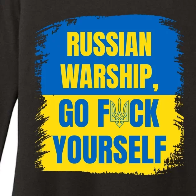 Russian Warship Go F Yourself Ukraine Last Words Ukrainian Flag Womens CVC Long Sleeve Shirt