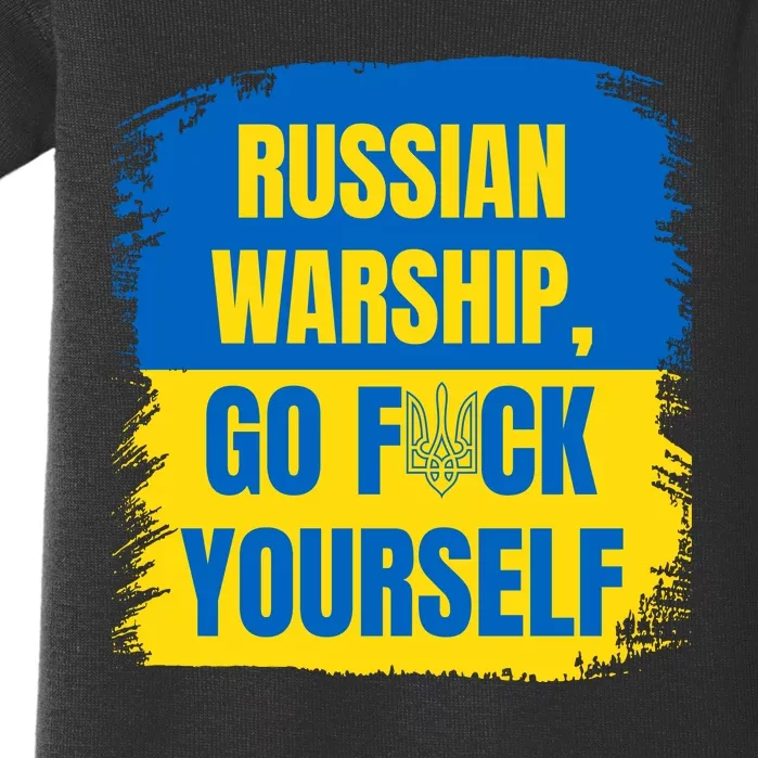 Russian Warship Go F Yourself Ukraine Last Words Ukrainian Flag Baby Bodysuit