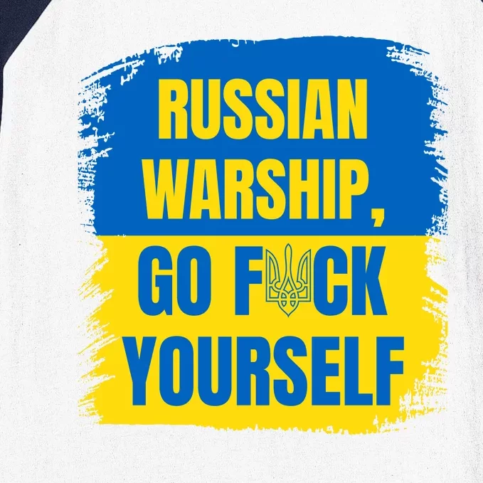 Russian Warship Go F Yourself Ukraine Last Words Ukrainian Flag Baseball Sleeve Shirt