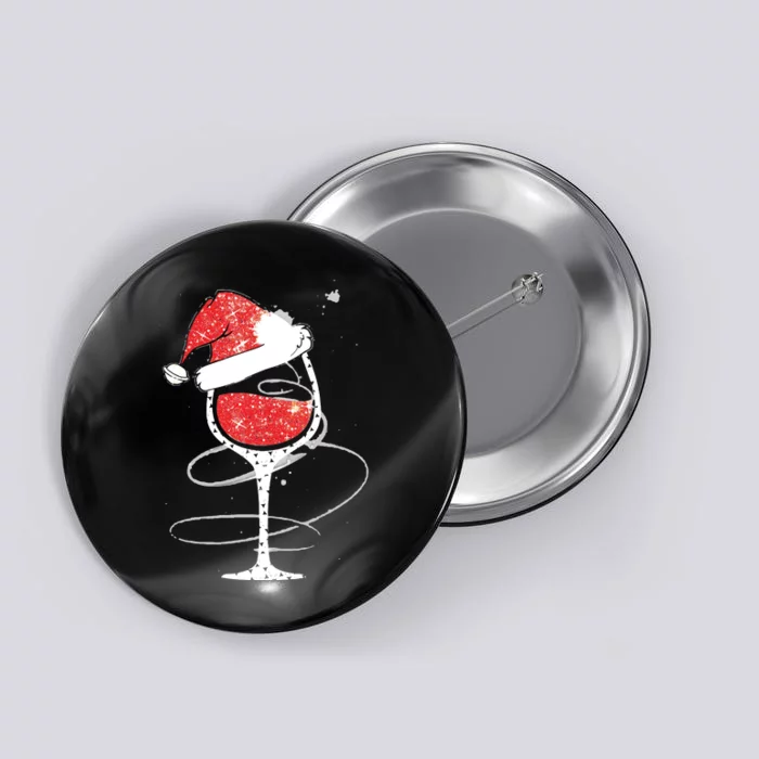 Red Wine Glass Christmas Funny Santa Hat Xmas Gift VNeck Button