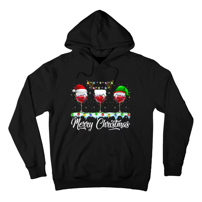 Red Wine Glass Santa Hat Xmas gift for Christmas Hoodie