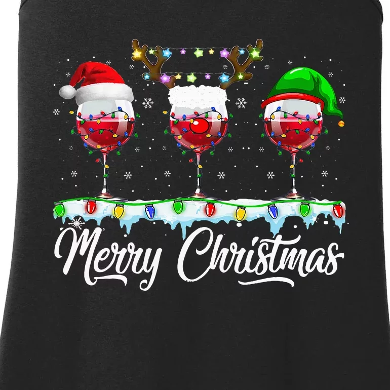 Red Wine Glass Santa Hat Xmas gift for Christmas Ladies Essential Tank