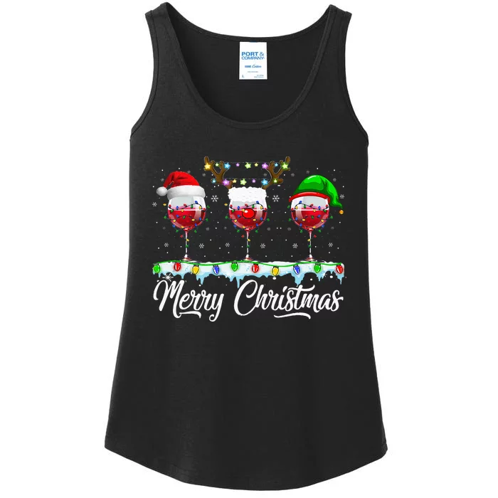 Red Wine Glass Santa Hat Xmas gift for Christmas Ladies Essential Tank