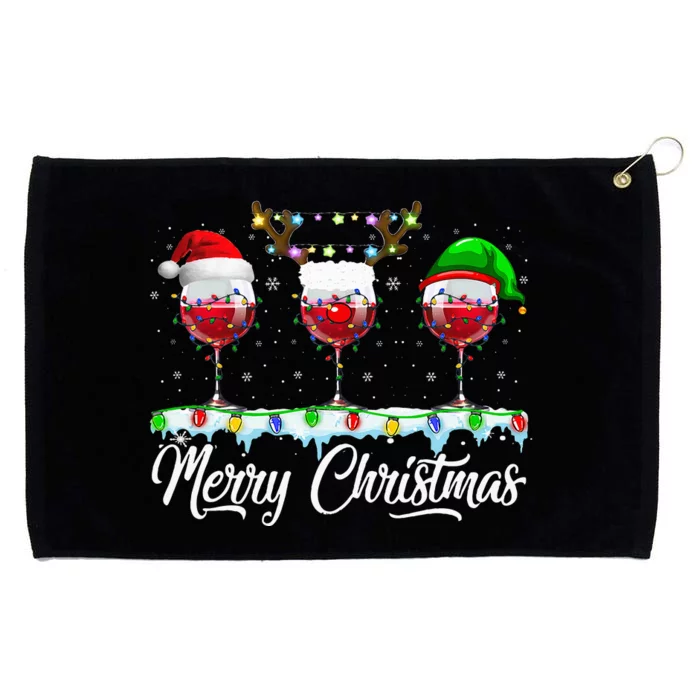 Red Wine Glass Santa Hat Xmas gift for Christmas Grommeted Golf Towel