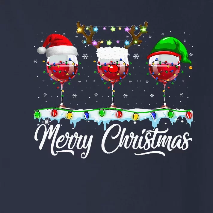 Red Wine Glass Santa Hat Xmas Funny Christmas Toddler Long Sleeve Shirt