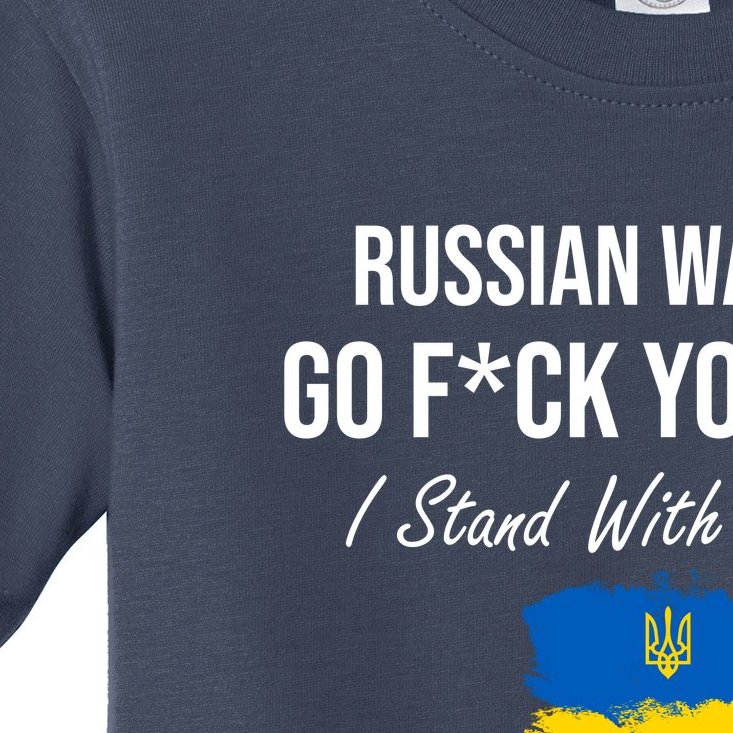 Russian Warship Go F Yourself I Stand With Ukraine Ukrainian Flag Toddler T-Shirt