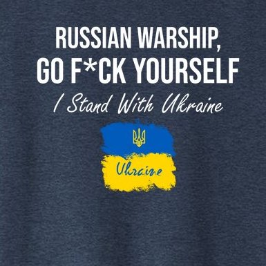 Russian Warship Go F Yourself I Stand With Ukraine Ukrainian Flag Women's Crop Top Tee
