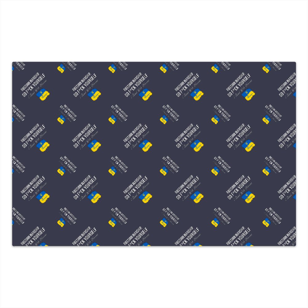 Russian Warship Go F Yourself I Stand With Ukraine Ukrainian Flag Wrapping Paper