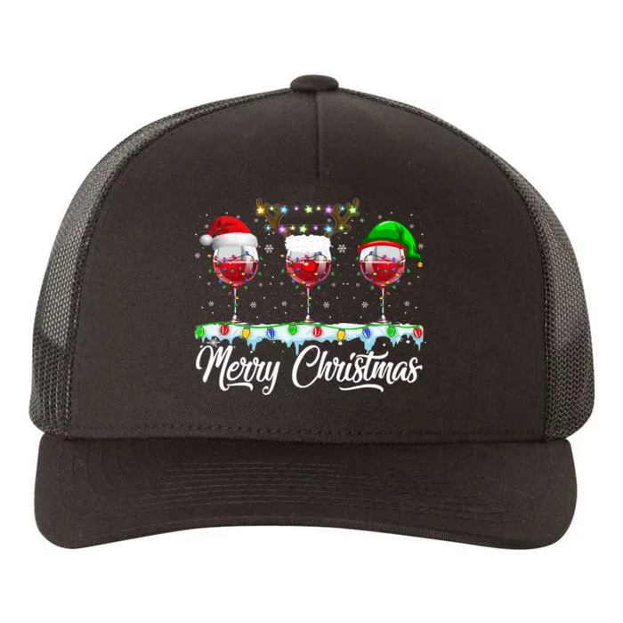 Red Wine Glass Santa Hat Xmas Funny Christmas Yupoong Adult 5-Panel Trucker Hat