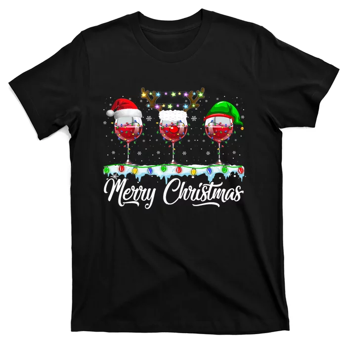 Red Wine Glass Santa Hat Xmas Funny Christmas T-Shirt