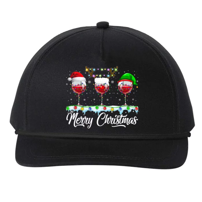 Red Wine Glass Santa Hat Xmas Funny Christmas Snapback Five-Panel Rope Hat