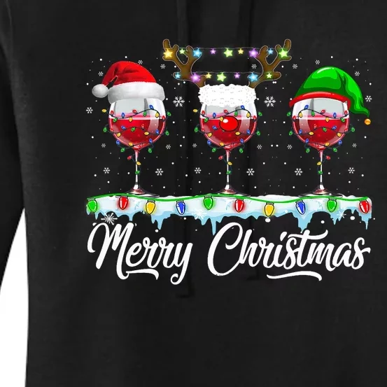 Red Wine Glass Santa Hat Xmas Funny Christmas Women's Pullover Hoodie