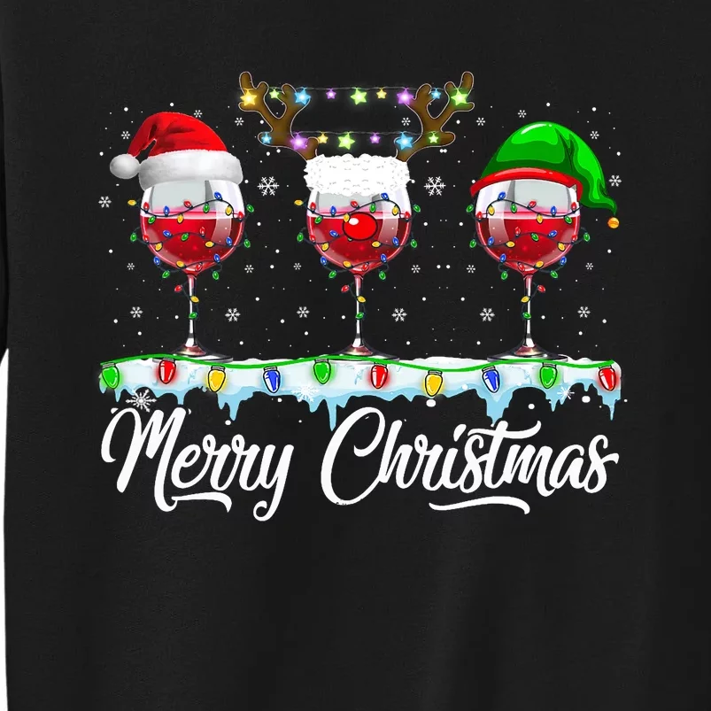 Red Wine Glass Santa Hat Xmas Funny Christmas Tall Sweatshirt