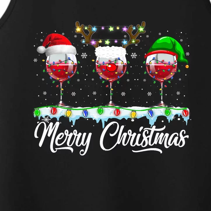 Red Wine Glass Santa Hat Xmas Funny Christmas Performance Tank