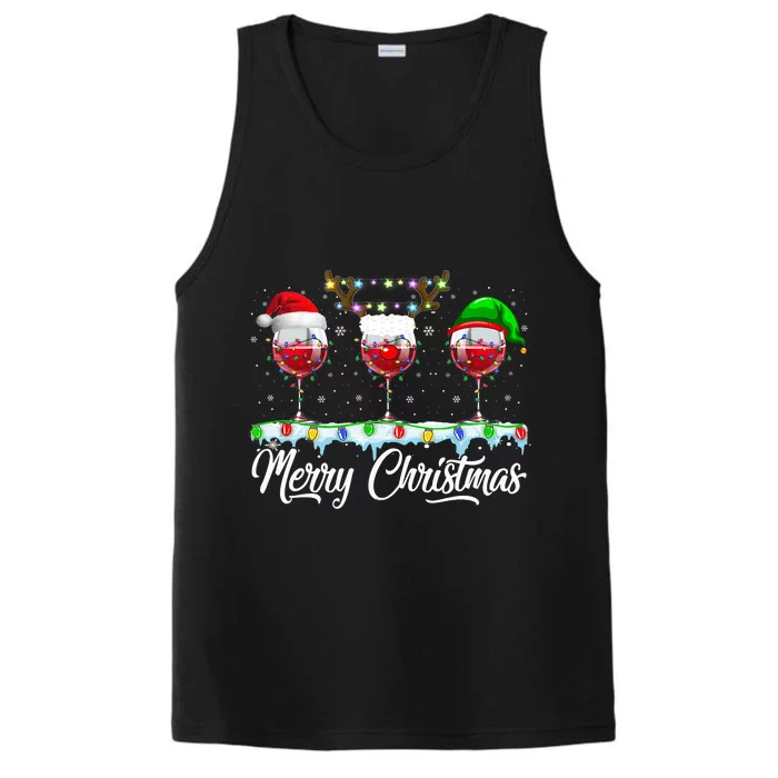 Red Wine Glass Santa Hat Xmas Funny Christmas Performance Tank