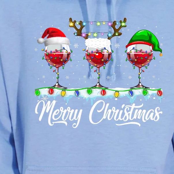 Red Wine Glass Santa Hat Xmas Funny Christmas Unisex Surf Hoodie