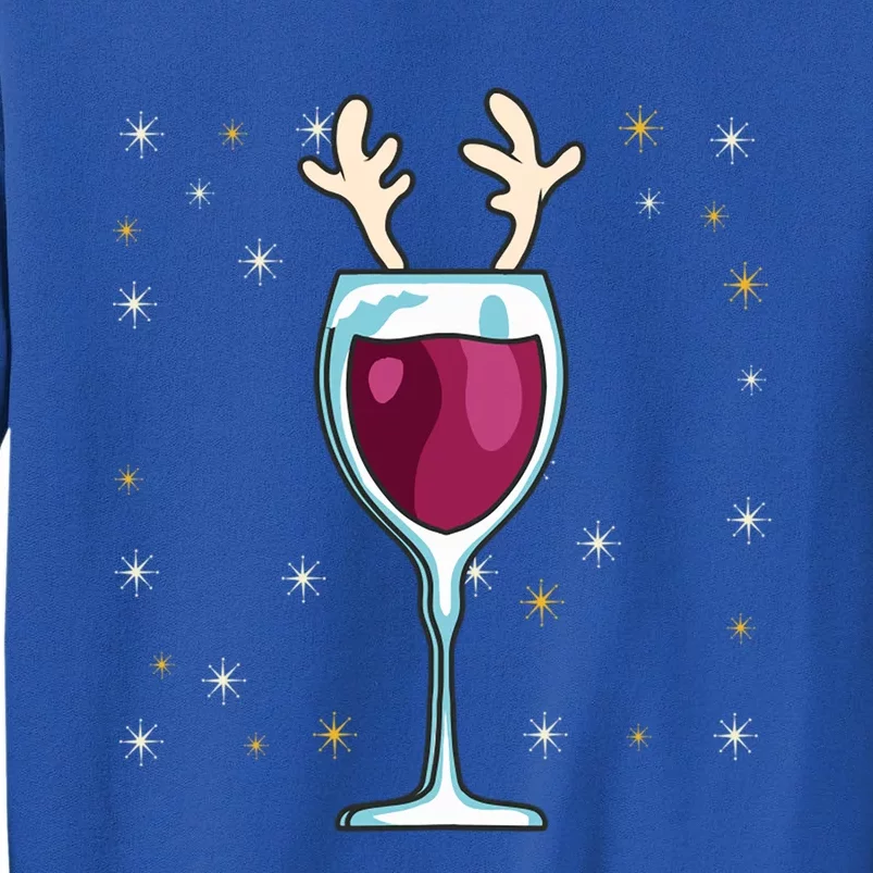 Red Wine Glass With Santa Hat Reindeer Antlers Wine Glass Gift Sweatshirt