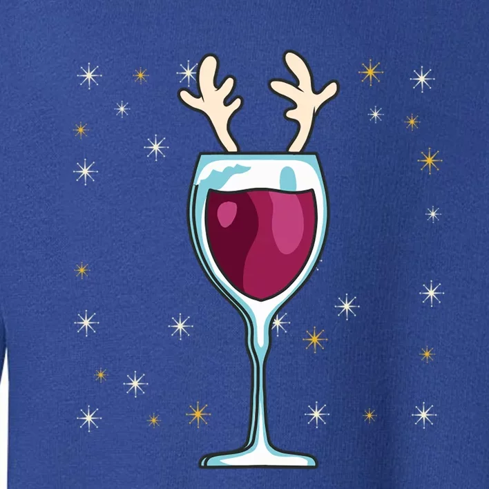 Red Wine Glass With Santa Hat Reindeer Antlers Wine Glass Gift Toddler Sweatshirt