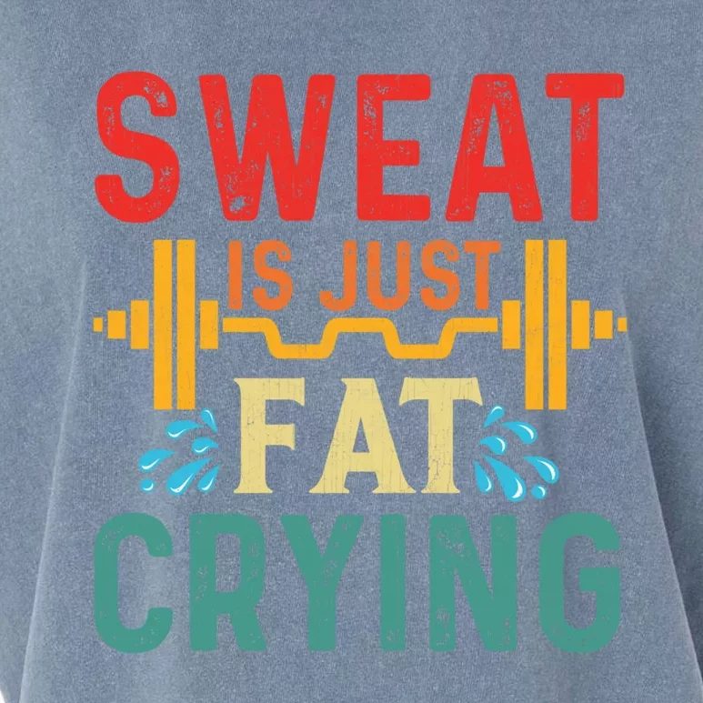 Retro Workout Gym Motivational Sweat Is Just Fat Crying Funny Gift Garment-Dyed Women's Muscle Tee